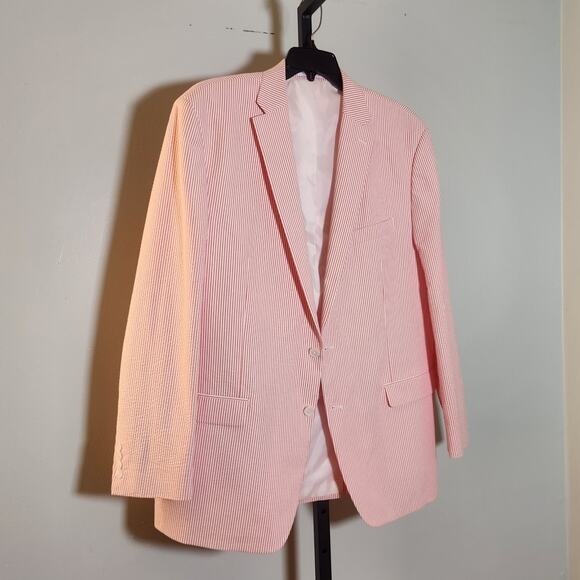 CHAPS Men's Pink and White Seersucker Suit Jacket, Size 48L - Picture 3 of 8